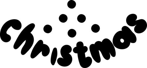word christmas in doodle style, black and white lettering, isolated on white