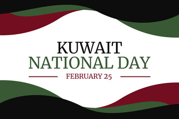 Kuwait National Day Greetings Wallpaper in Traditional style with patriotic flag colors. February 25 is Kuwait's national day, background