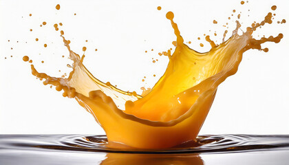orange juice splash isolated on white