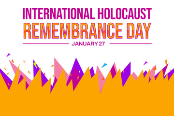 Remembrance of holocaust background in different color shapes design with white background. Holocaust memorial day backdrop