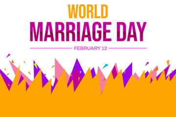 World Marriage Day with different color shapes design on the black background. February 12 is a Day of Marriage, wallpaper illustration