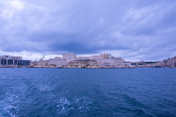 Fototapeta na wymiar The medieval limestone city of Valletta, Malta with its main symbols