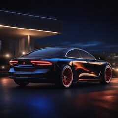 Fototapeta na wymiar 3d render of a modern electric car 3d render of a modern electric car 3d rendering of a brand - less generic concept car