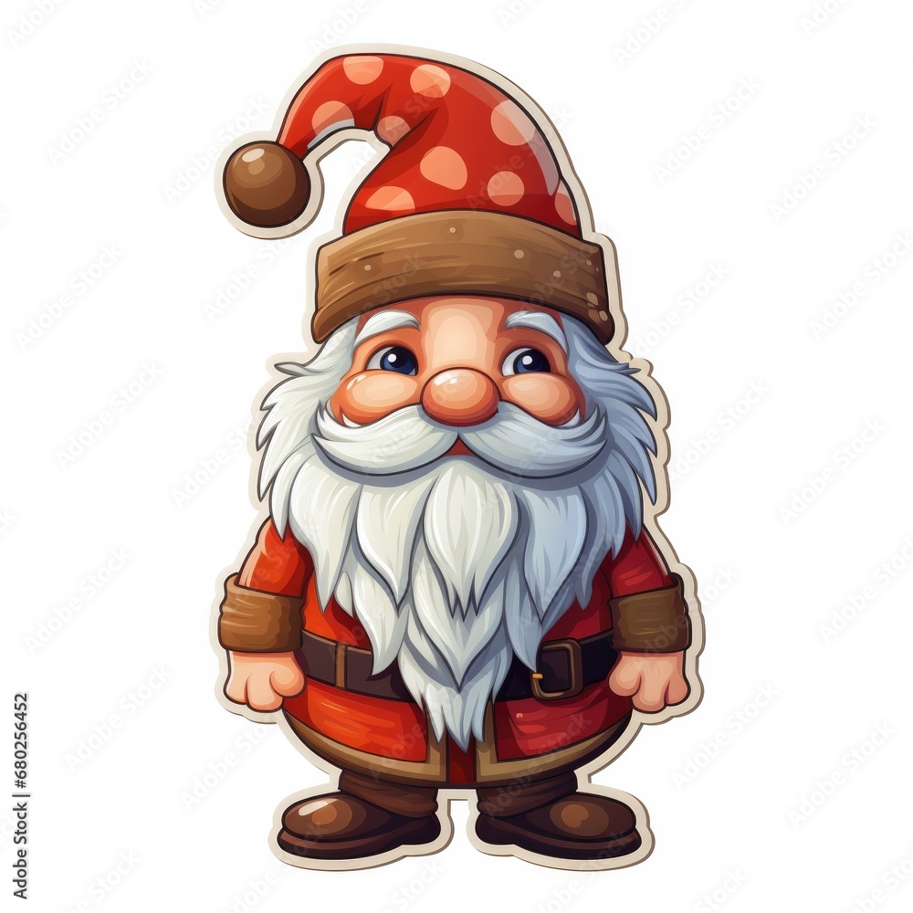 Canvas Prints Cute Cartoon Christmas Gnome Illustration Sticker Isolated on a White Background