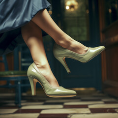 White high heels vintage shoes