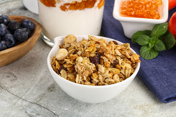 Granola museli cereal for breakfast