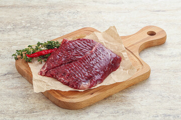 Raw beef machete steak for grill