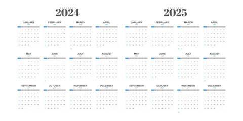 monthly calendar for 2024 and 2025