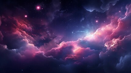 Fototapeta na wymiar A stunning shot of a bright pink and purple nebula with stars twinkling in the background