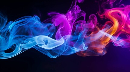 A vibrant image of multicolored smoke billowing against a dark background
