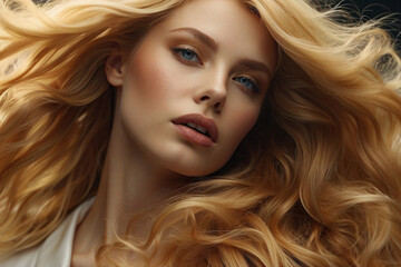 golden blonde hair, gorgeous woman, textured waves, beautiful