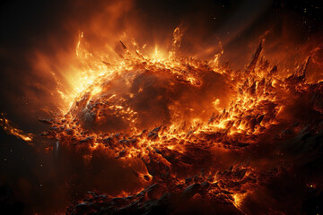 planet on fire ,global warming ,magnetic storm concept - obrazy, fototapety, plakaty