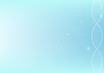 DNA on blue to white gradient background with copy space. Vector illustration.