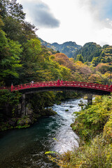 Fototapeta na wymiar Shinkyo Bridge in Nikko in Japan