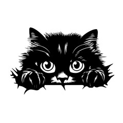 Playful Peeking Cat Vector Illustration