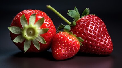 Strawberries on a black background with copy space for your text. Strawberries. Vitamin Concept...
