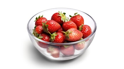 Strawberries in a glass bowl isolated on a white background. Strawberries. Vitamin Concept With...