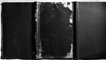 old black paper book cover template mock up empty damaged grunge aged scratched shabby paper cardboard overlay texture