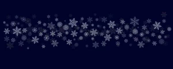 Fotobehang Christmas snowflakes background. Winter snow border blue decoration, greeting card. Noel subtle frame backdrop. Vector illustration © Good Goods
