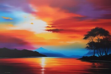 beautiful sunset over the lake beautiful sunset over the lake
