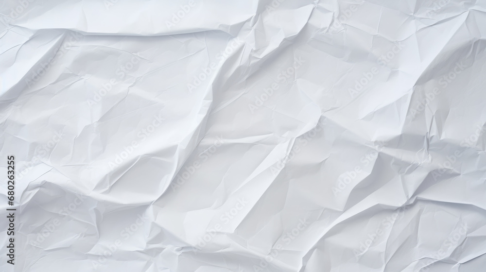 Fototapete a crumpled white paper texture with multiple creases and folds creating an abstract pattern.
