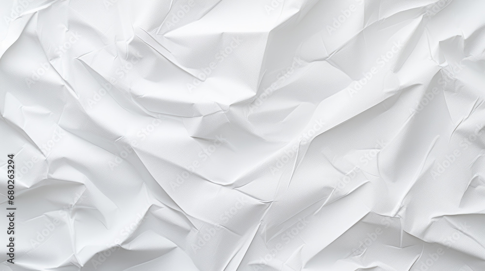 Fototapete a crumpled white paper texture with multiple creases and folds creating an abstract pattern.