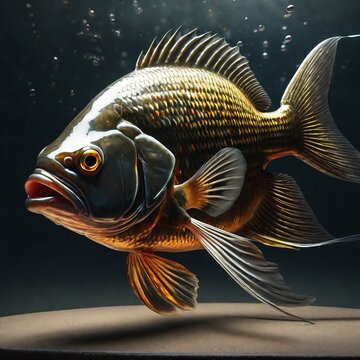 Golden Carp Fish On Black Golden Carp Fish On Blackgold Fish With Water