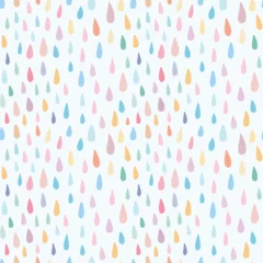 Fotobehang Cute childish seamless pattern with colorful watercolor rain drops. Sweet vector background for baby nursery, children textile, fabric, print. Beautiful simple kids abstract backdrop © Caelestiss