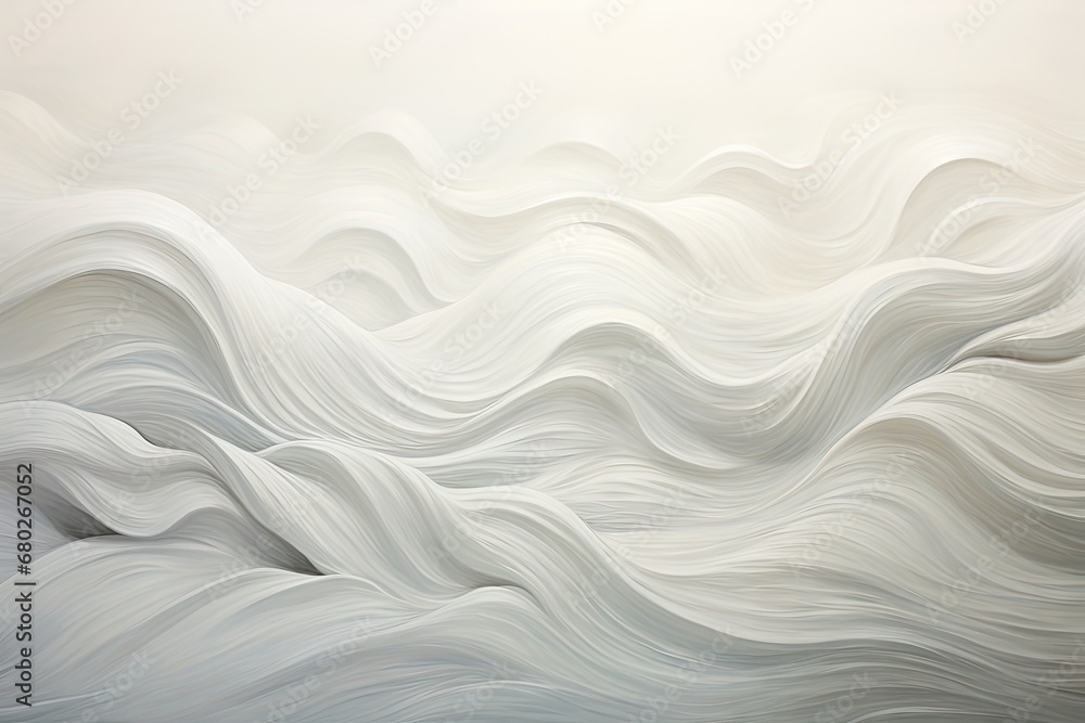 Poster a painting of white wavy lines on a white background with a soft light in the middle of the image an