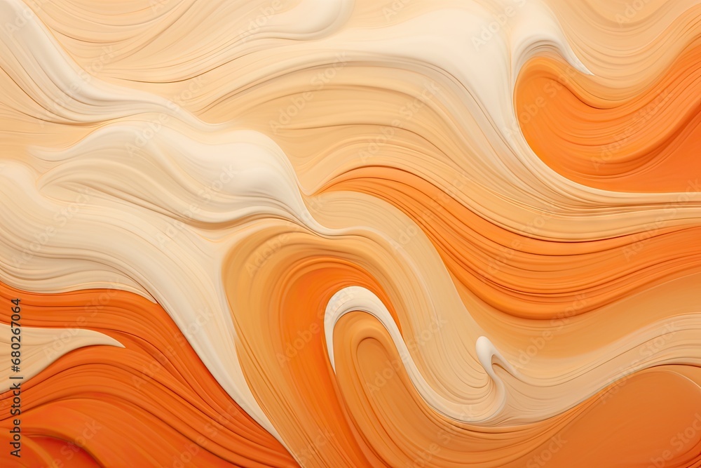 Poster a close up of an orange and white background with a wavy design on the top of the image and bottom h