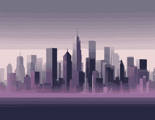Urban skyline-inspired abstract backdrop in a gradient from dusk purple to cityscape gray, capturing a metropolitan vibe.