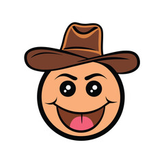 Cowboy Emoji with hat Vector. Happy Emoji Vector Illustration
