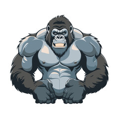Gorilla Vector. Angry Gorilla Vector PNG. Animal Nature Icon Concept Isolated Premium Vector. Flat Cartoon Style