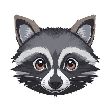 Racoon Vector. Racoon Face Vector. Animal Nature Icon Concept Isolated Premium Vector. Flat Cartoon Style