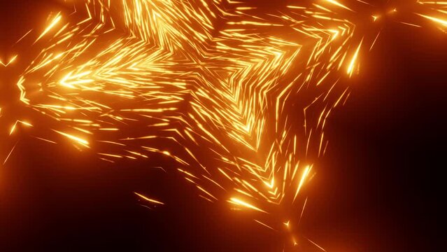 sehr schnelles leuchtendes Sternenmuster Kaleidoskop, Hypnose, Psychedelisch, goldgelb
