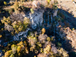 Aerial Autumn view of Zemen Gorge, Bulgaria