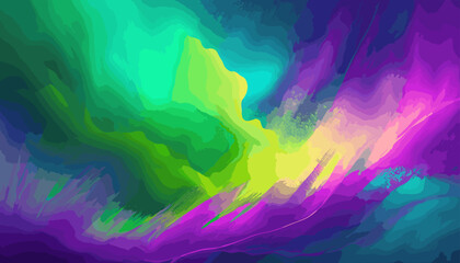 Vibrant abstract aesthetics with a noisy color gradient, fusing lively shades such as neon green, electric blue, and energetic purple. - obrazy, fototapety, plakaty