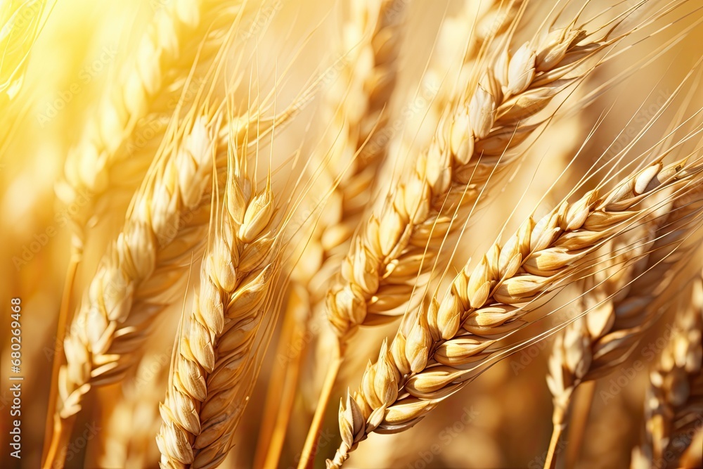Poster a close up of a bunch of wheat ready to be picked from the field or picked from the field or picked 