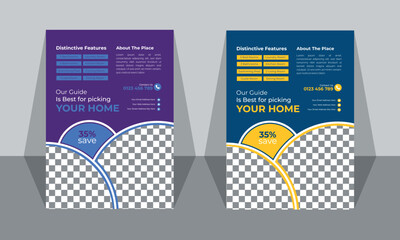 vector home for sale real estate flyer design.