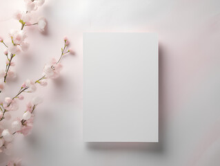 Whimsical Elegance: Abstract background illustration with a blank piece of paper on a soft soft pink background with decorative elements. Ideal template for greetings, invitations and creative designs