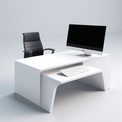 modern computer with white screen on the table. 3d rendering modern computer with white screen on the table. 3d rendering modern office computer on the table. 3d rendering