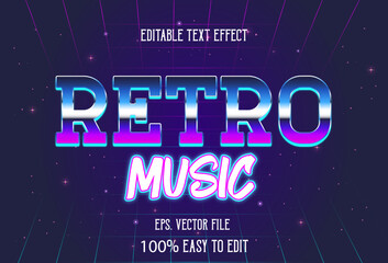 80s retro music trend editable text effect - obrazy, fototapety, plakaty