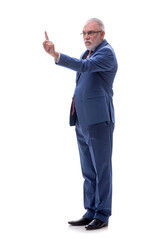 Old businessman isolated on white