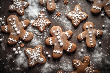 Obraz na płótnie Canvas Sweet Holiday Moments: Gingerbread Angels, generative AI