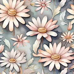 watercolor daisy pattern, generative ai
