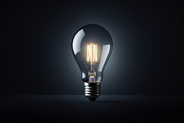  a light bulb on a black background with a reflection of a light bulb on the side of the light bulb.