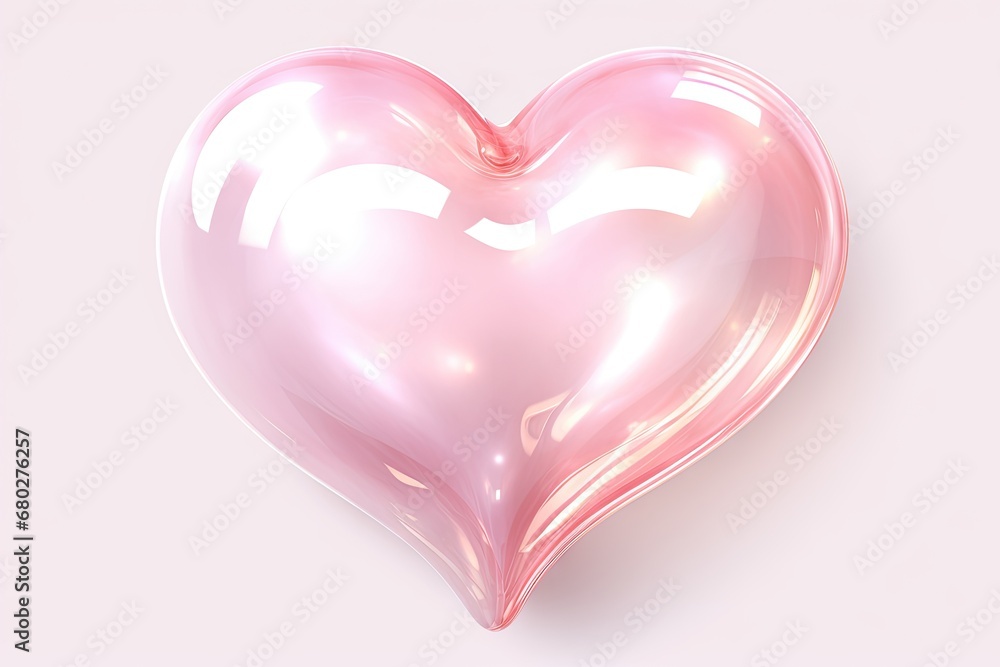 Poster a shiny pink heart shaped object on a light pink background with room for a text or a picture to put