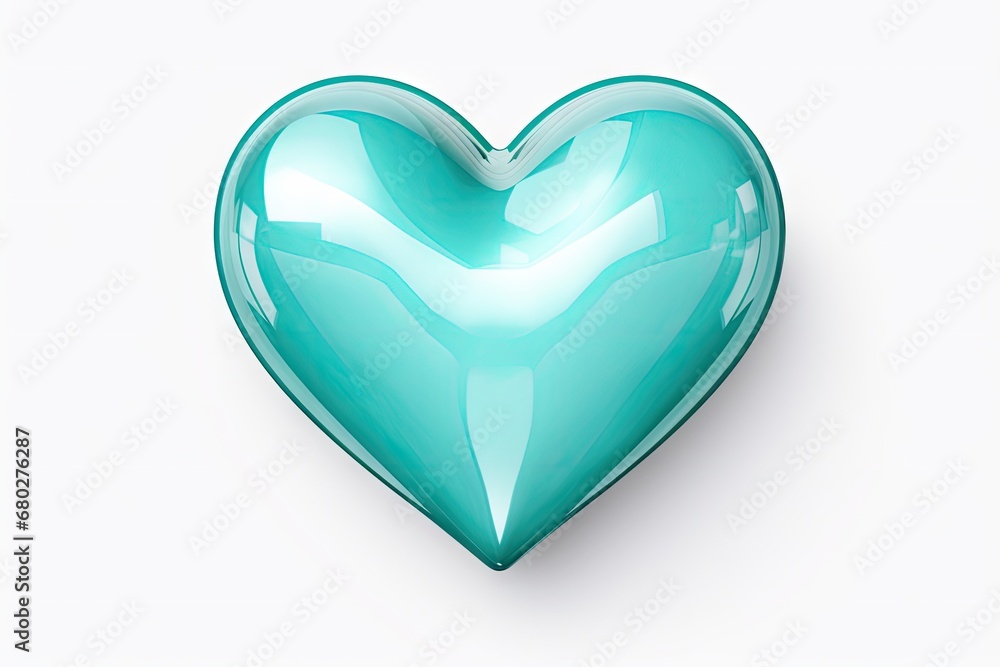 Aufkleber a shiny blue heart shaped object on a white background in the shape of a heart with a shadow on the 
