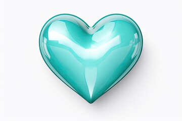  a shiny blue heart shaped object on a white background in the shape of a heart with a shadow on the bottom of the heart.