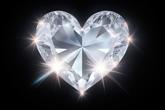 Heart shaped diamond line icon. Precious stone, gem linear style